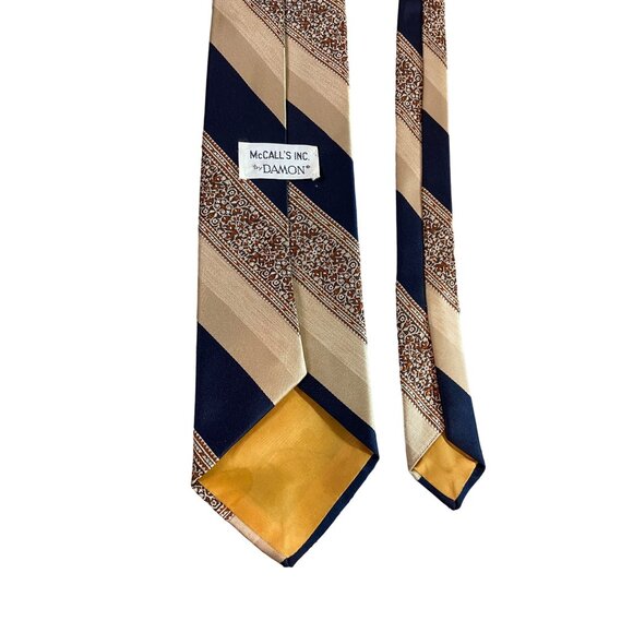 Damon Mens Neck Tie Black Gold Burgundy Stripe Work Dad Gift - Picture 4 of 5